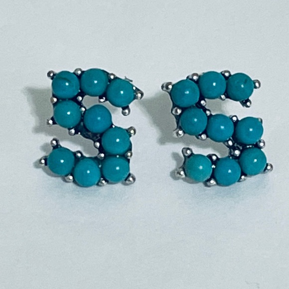 🎉❤️HOST PICK!! Monogram Initial “S” Turquoise Beaded Earrings - Picture 1 of 1